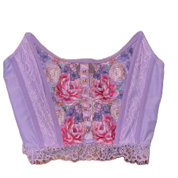 Victoria's Secret Dream Angel Lavender Floral Lace Bustier Sz Small EUC - Picture 1 of 16